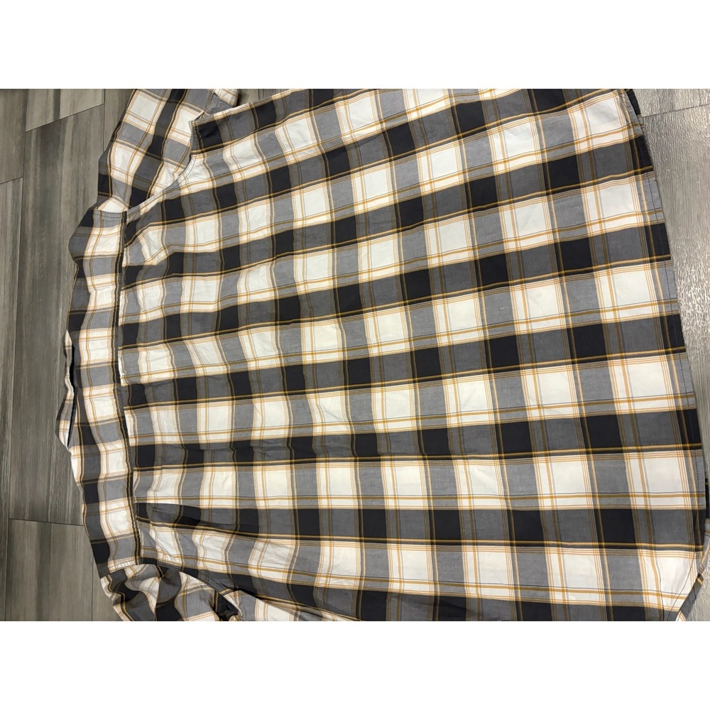 Carhartt Mens shirt 2x Relaxed Fit Plaid Short Sleeve Button Down Grey/yellow - Picture 2 of 5